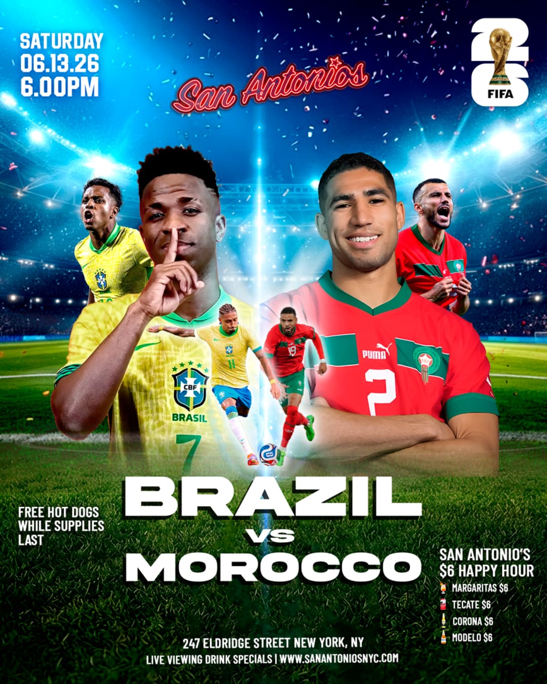 Soccer Game Viewing Party: BRAZIL vs MOROCCO at San Antonios event image