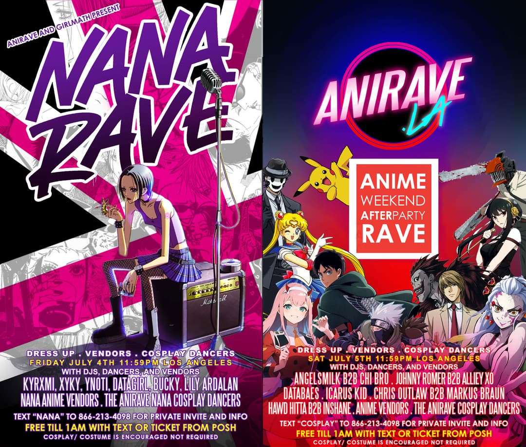 ANIRAVE Anime All Weekend Afterparty | NANA Rave Friday + SATURDAY Anime Cosplay Rave event image