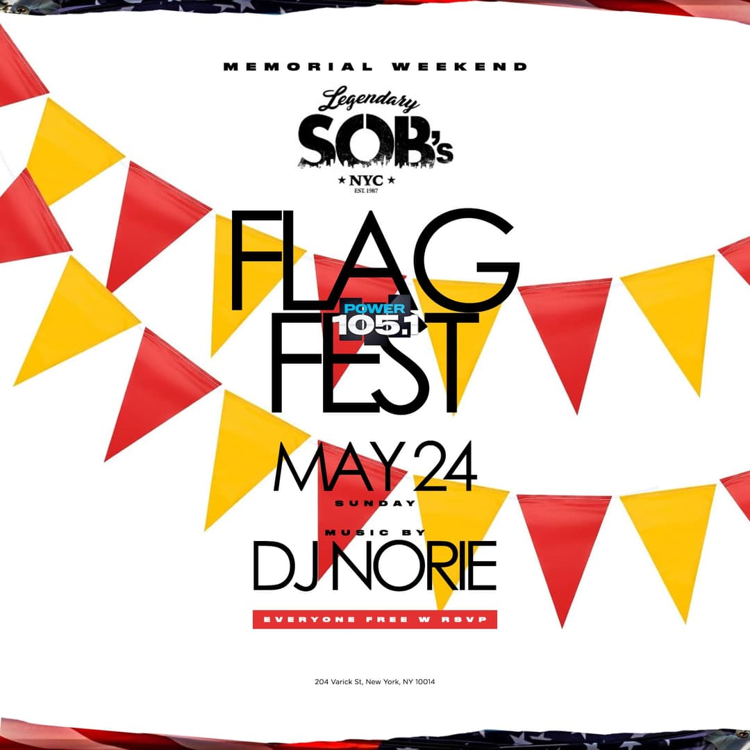 MEMORIAL WEEKEND FLAG FEST at Legendary SOB’s NYC event image