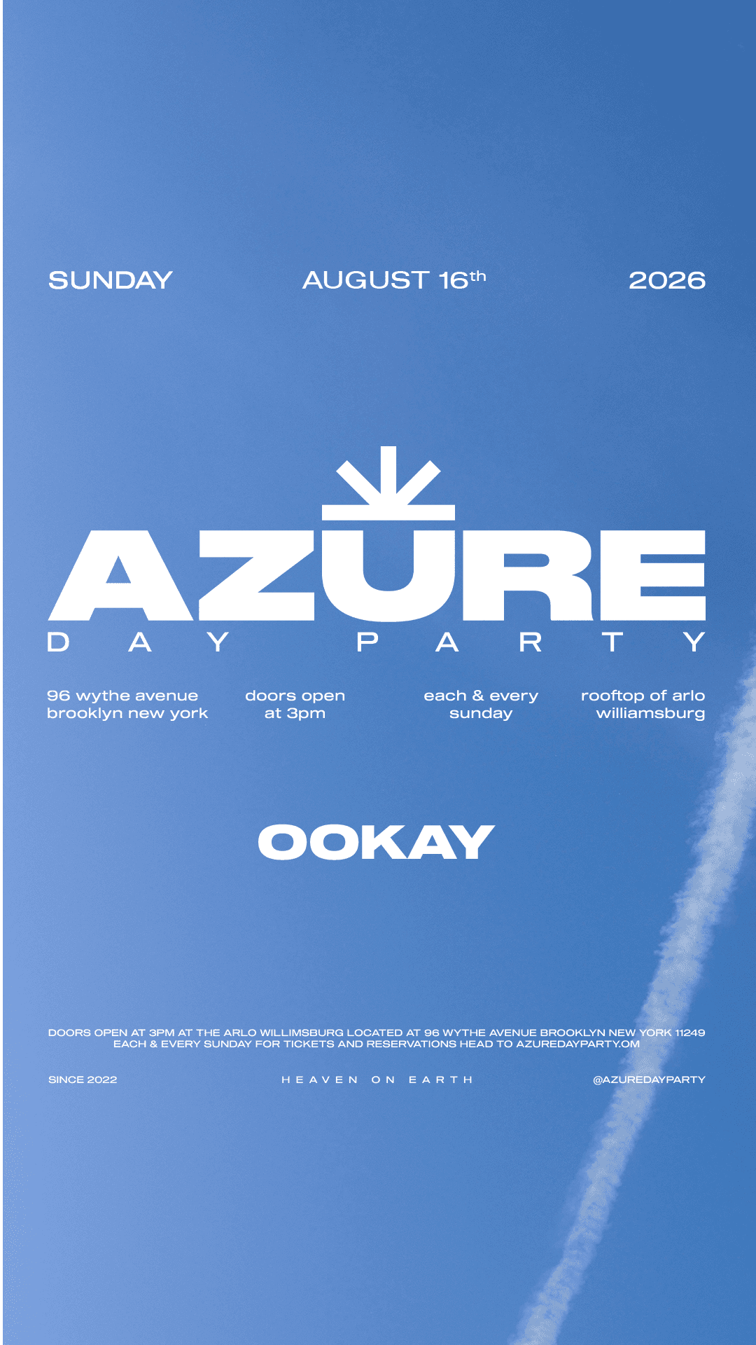 Azure Day Party August 16th | Arlo Williamsburg Rooftop event image