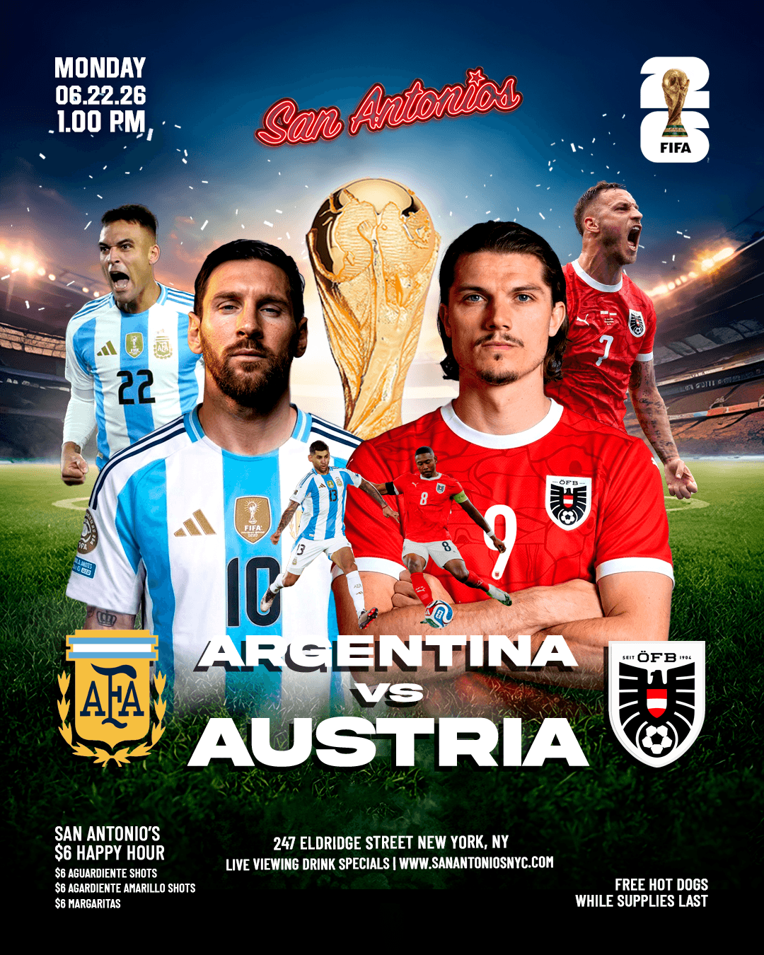 Soccer Game Viewing Party: Argentina v Austria at San Antonios event image