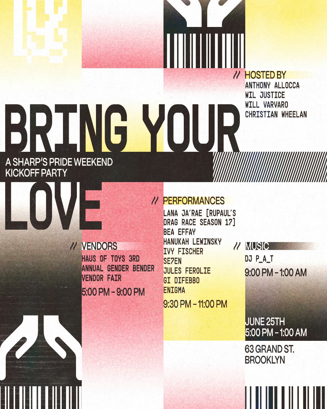 Bring Your Love: A SHARP'S Pride Weekend Kickoff Party | Lana Ja'Rae, Bea Effay, Hanukah Lewinsky +more | DJ P_A_T +Haus of Toys Vendor Fair event image