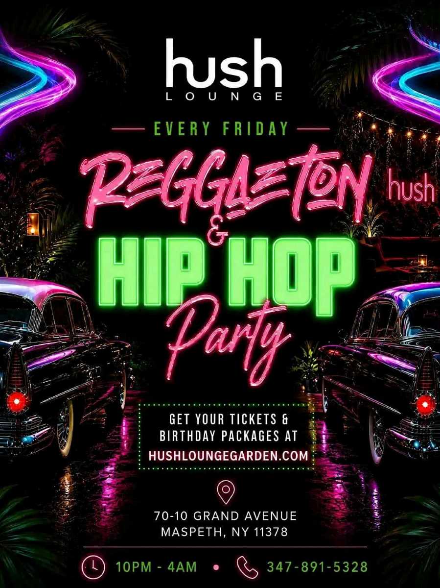 Reggaeton & Hip Hop Party NYC | Hush Lounge Garden Queens event image