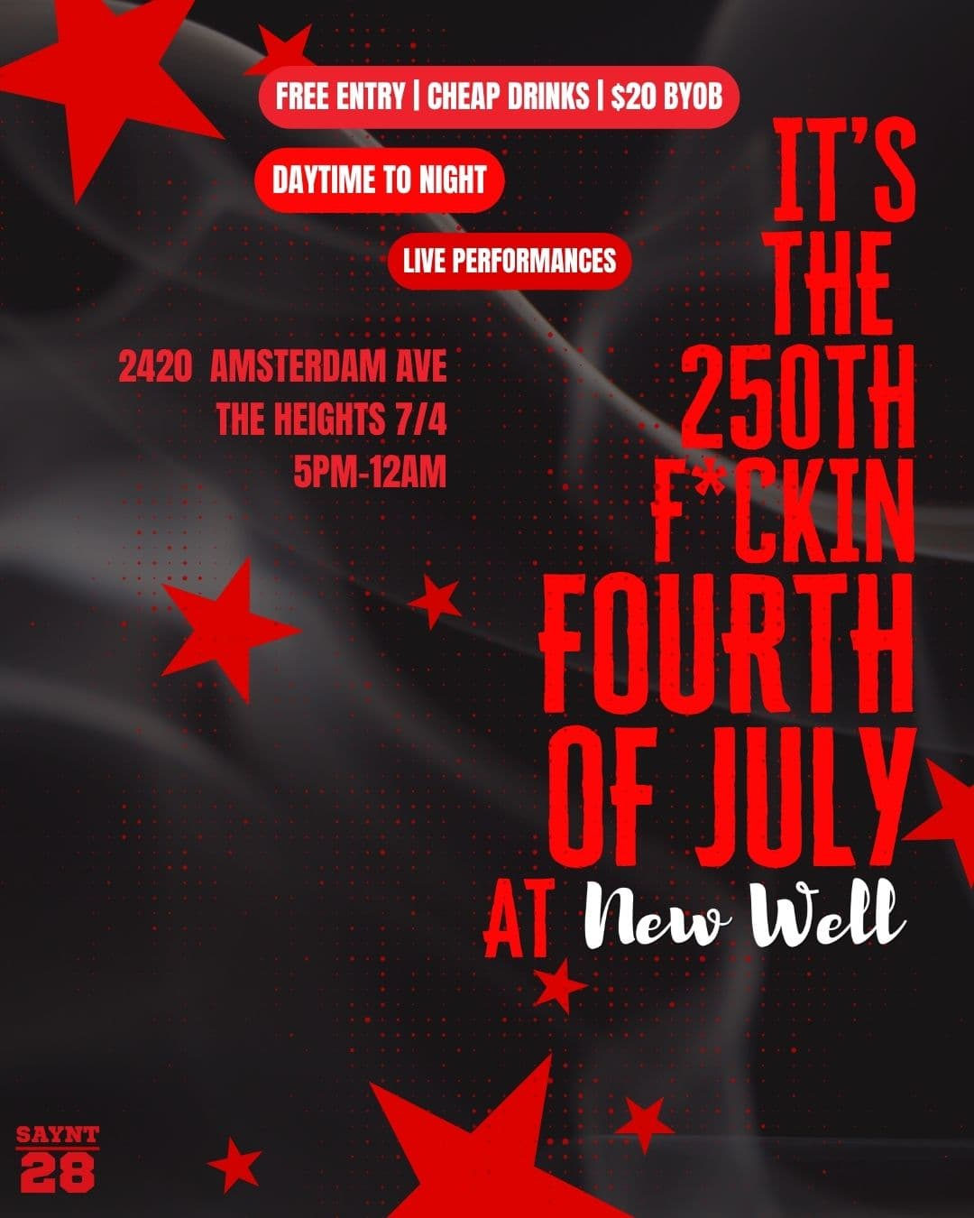It's the F*cking 250th Fourth of July at New Well: Day to Night Rooftop Party event image