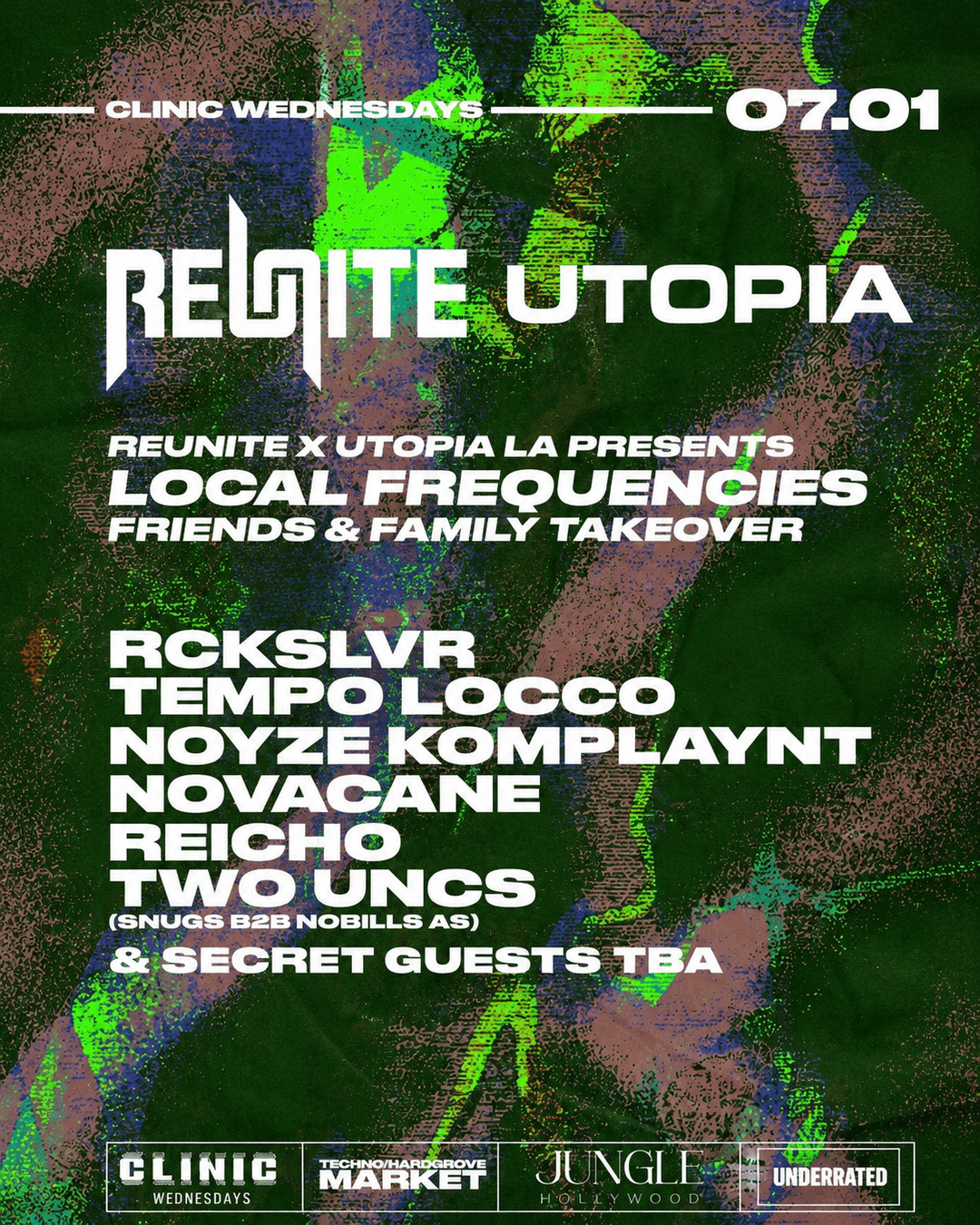 REUNITE x UTOPIA presents:
LOCAL FREQUENCIES 
at CLINIC HOLLYWOOD
Wednesday 7/1 event image