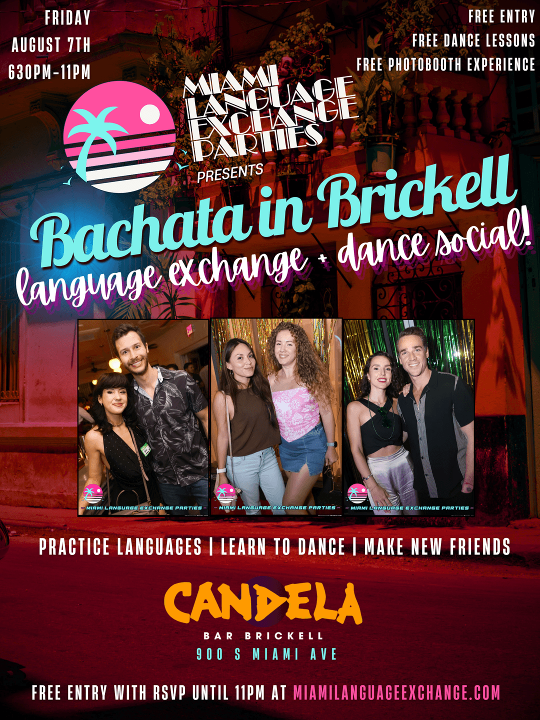 Miami Language Exchange Party💃🔥Bachata in Brickell + Free Dance Lessons event image