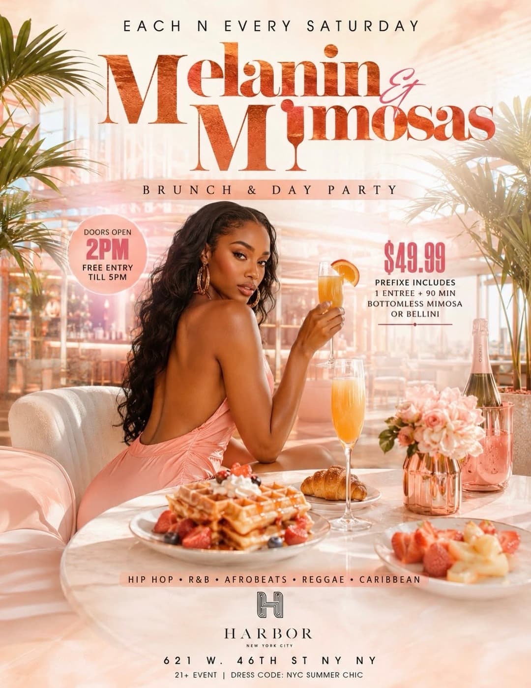 Melanin And Mimosas Brunch & Day Party At  Harbor NYC Rooftop Hosted By Smoove Events event image
