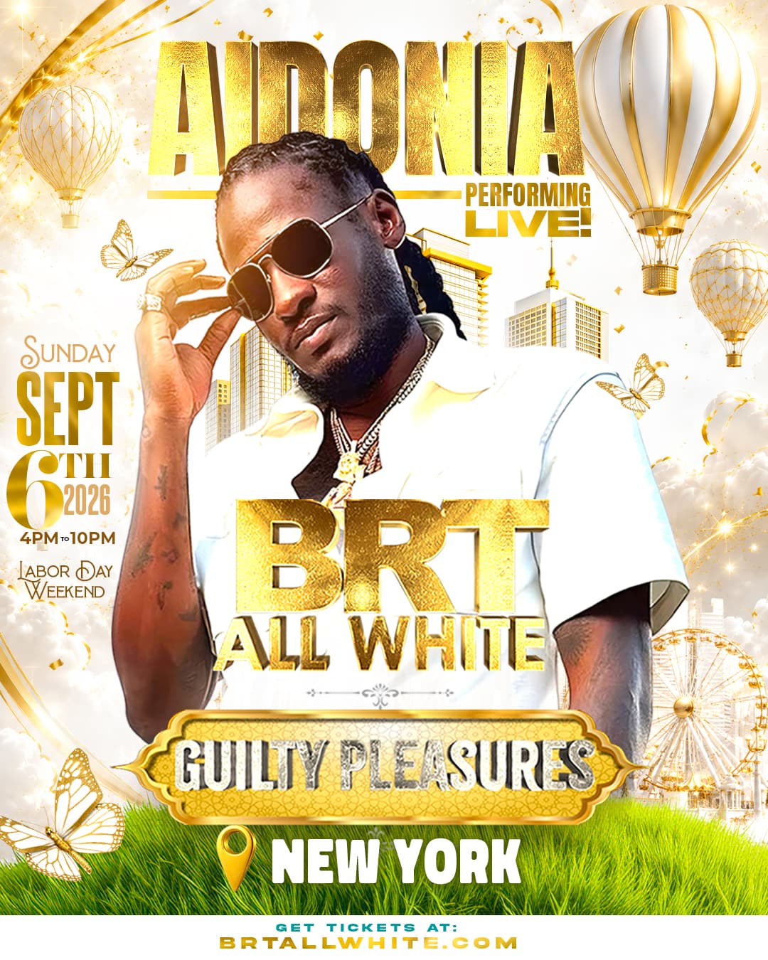 BRT Weekend "All White" New York Labor Day Weekend - Aidonia Live! event image