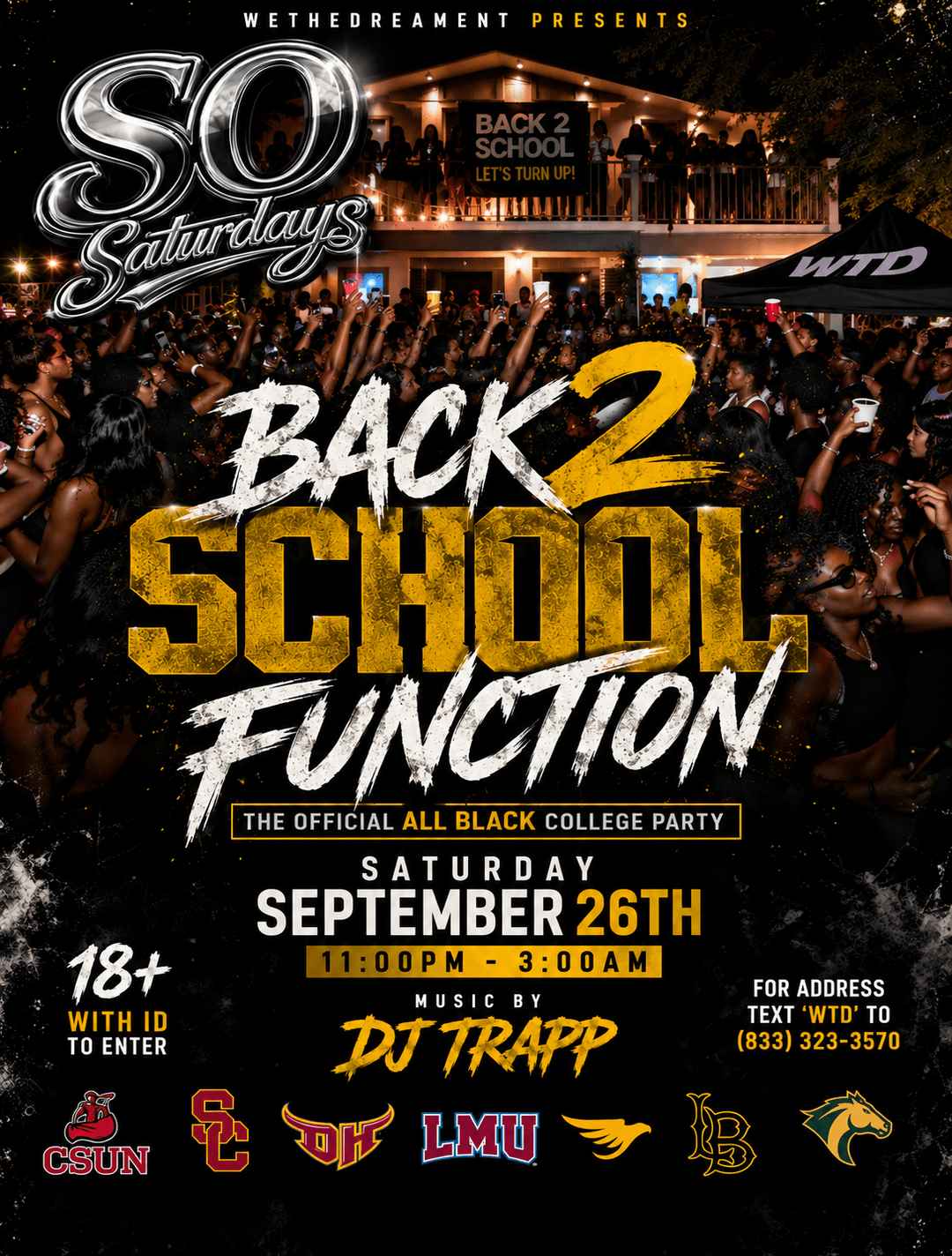 @SOLDOUTSATURDAYSLA PRESENTS: BACK 2 SCHOOL FUNCTION event image