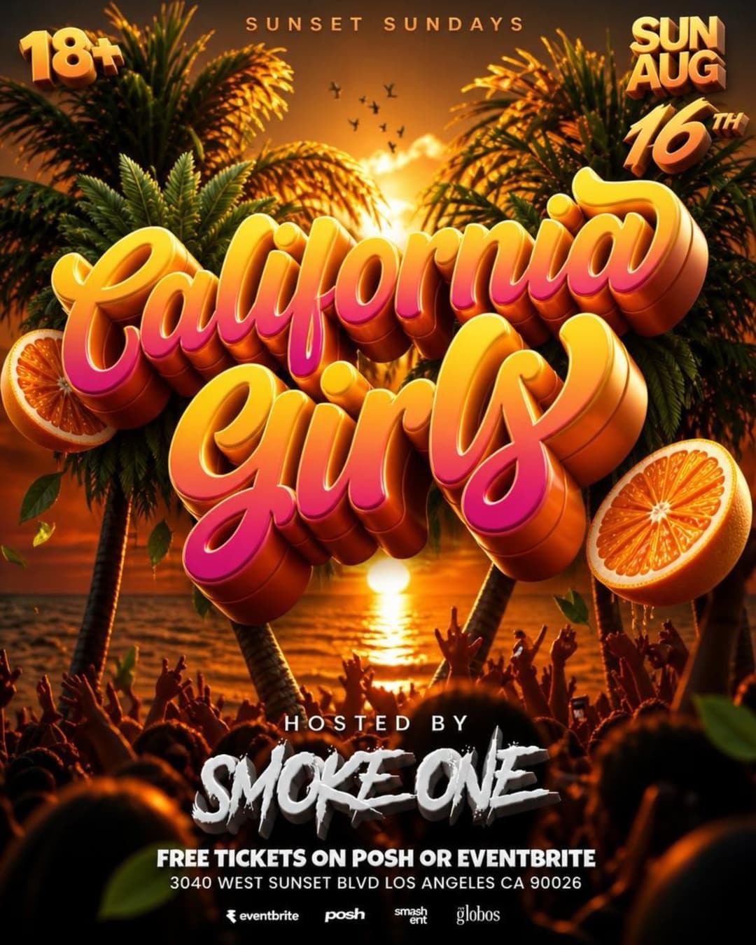 California Girls Party 18+ at Los Globos Hosted By SMOKE ONE event image