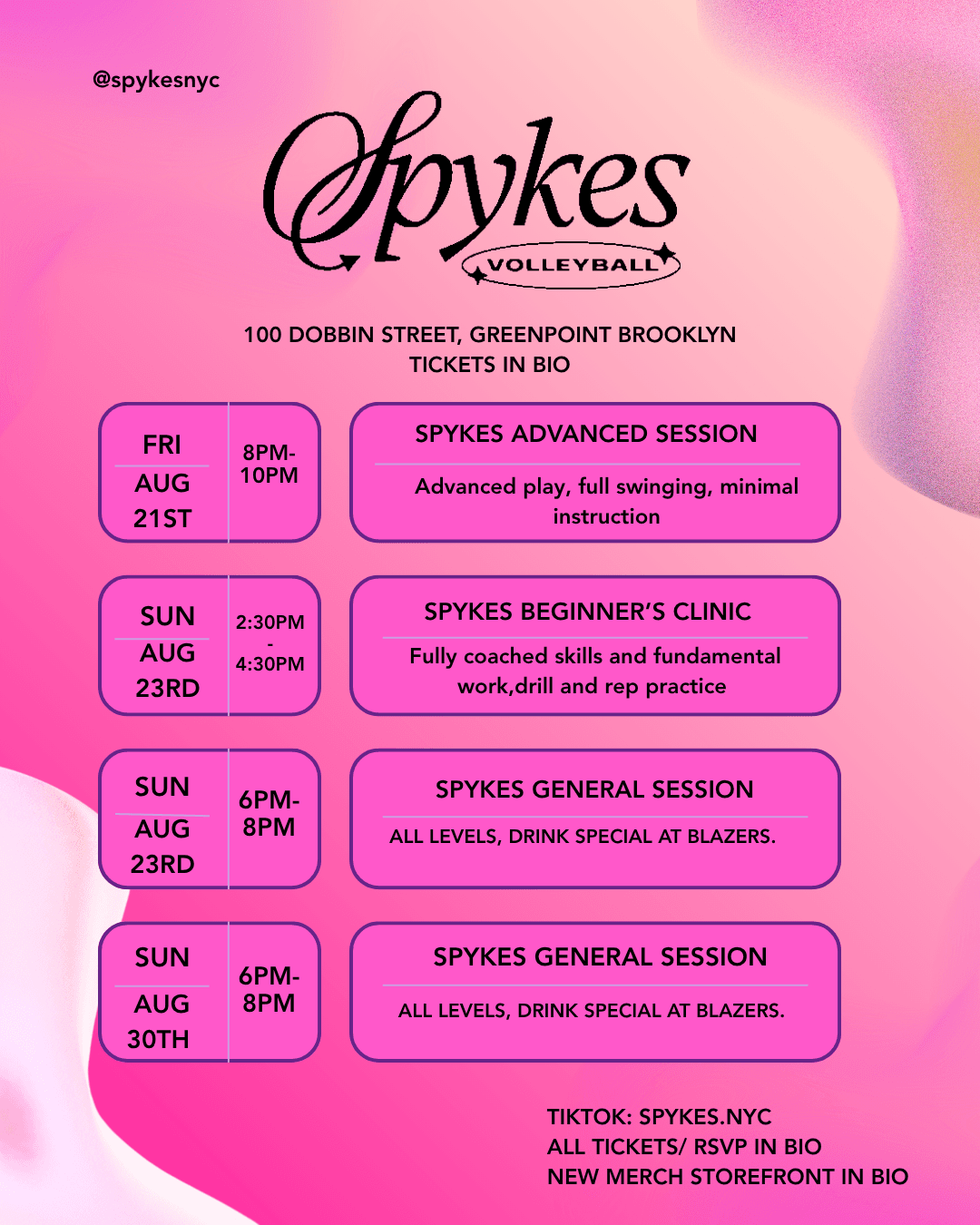 8/23 SPYKES GENERAL SESSION event image
