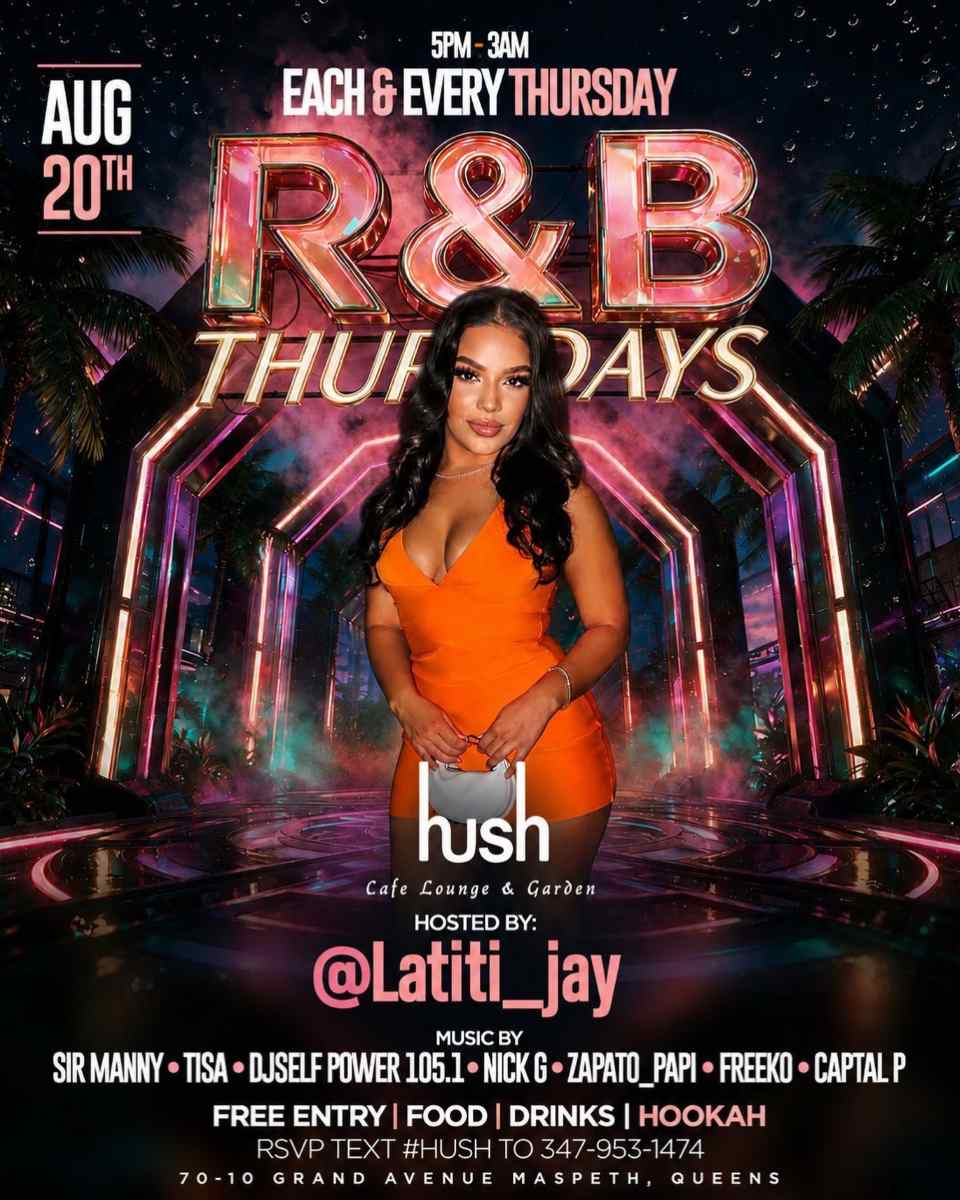 R&B Thursdays at Hush Lounge Garden – Thursday Night Party in Queens NYC event image