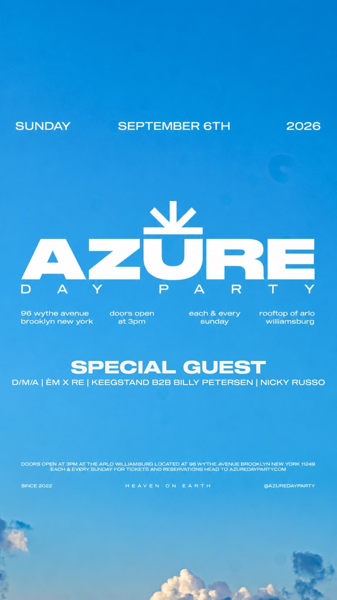 Azure Day Party Labor Day SUNDAY 9/6 | Arlo Williamsburg Rooftop event image