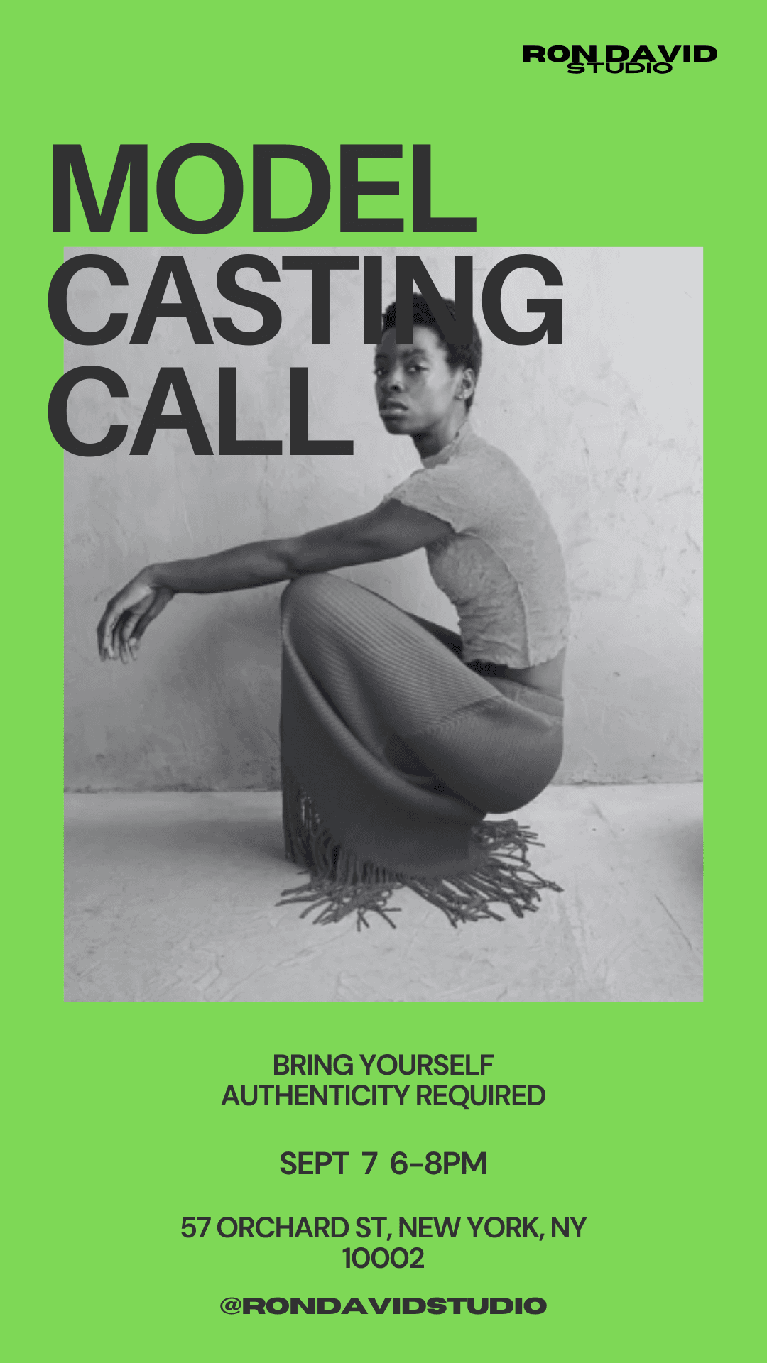 NYFW MODEL CALL - RON DAVID STUDIO NEW YORK event image