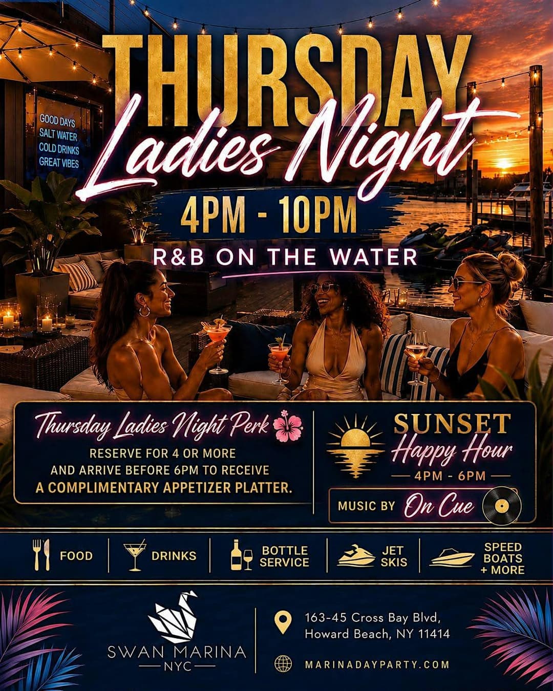 Thursday Ladies Night NYC at Swan Marina | R&B on the Water event image
