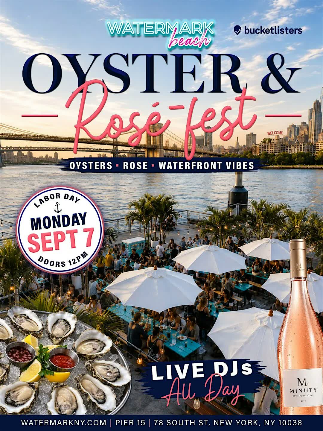 Oyster Fest - Labor Day Party at Watermark Beach Pier 15 NYC event image