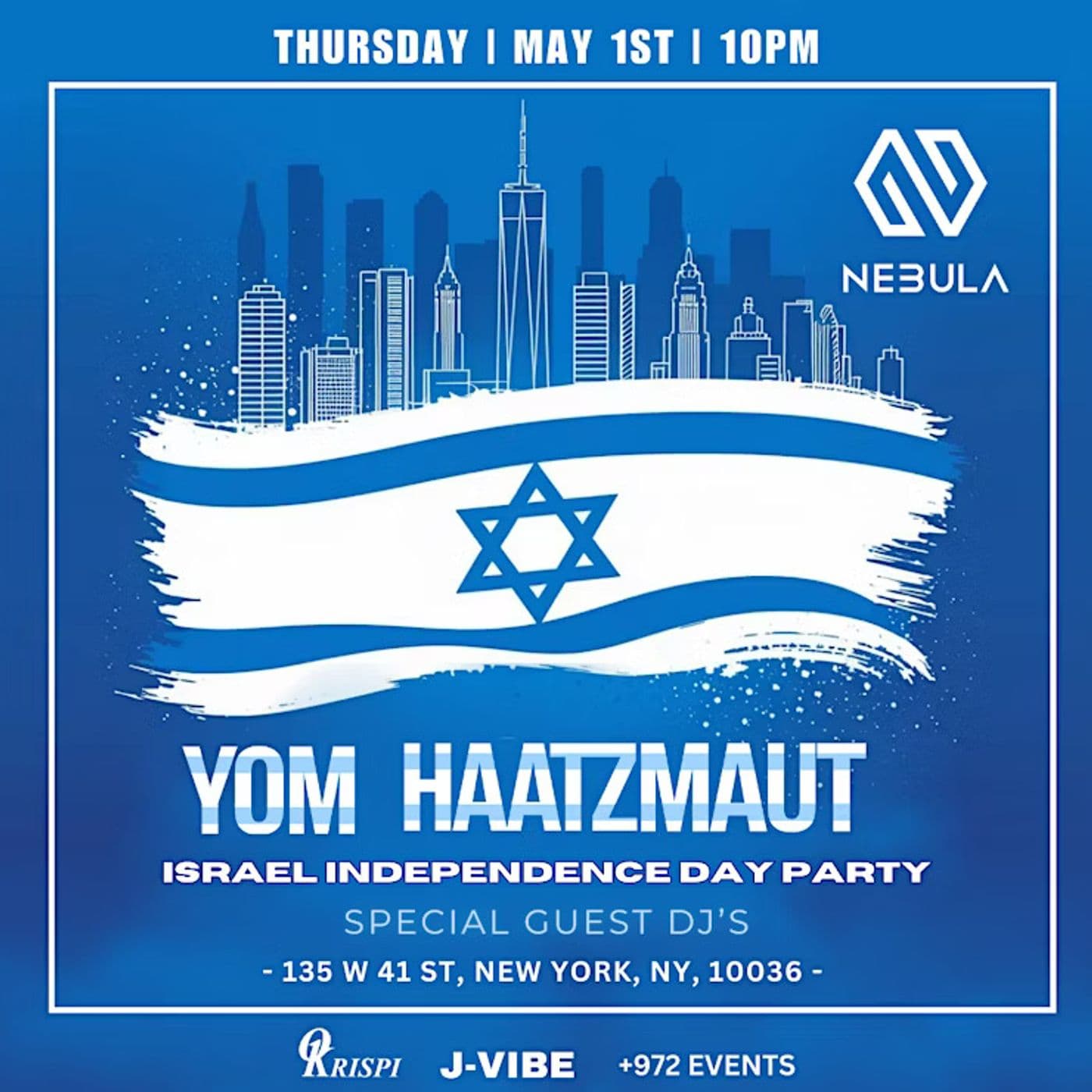 Israel Independence Day Party @ Nebula NYC - Thursday 5/1 event image