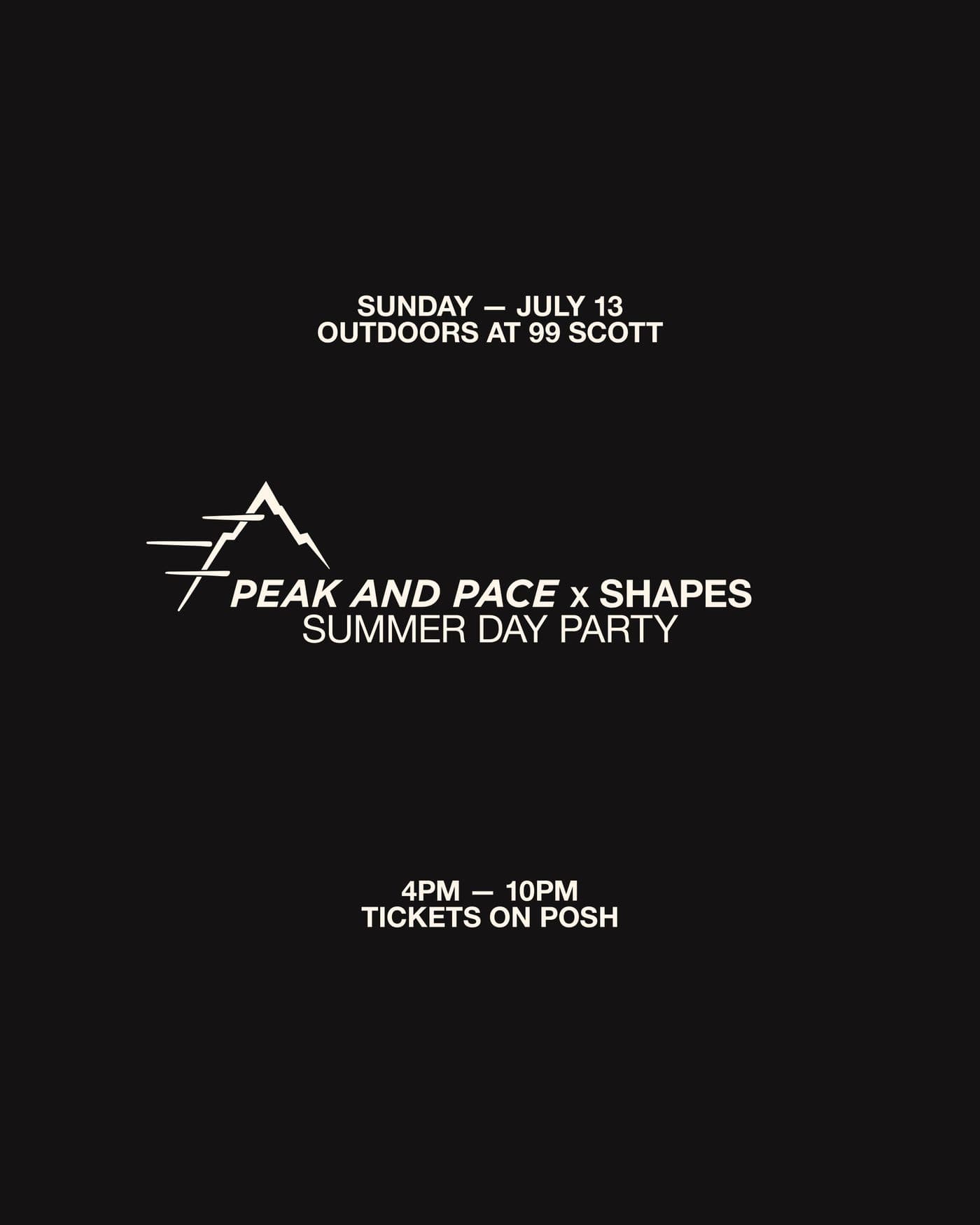 Shapes X Peak and Pace - Summer Day Party event image