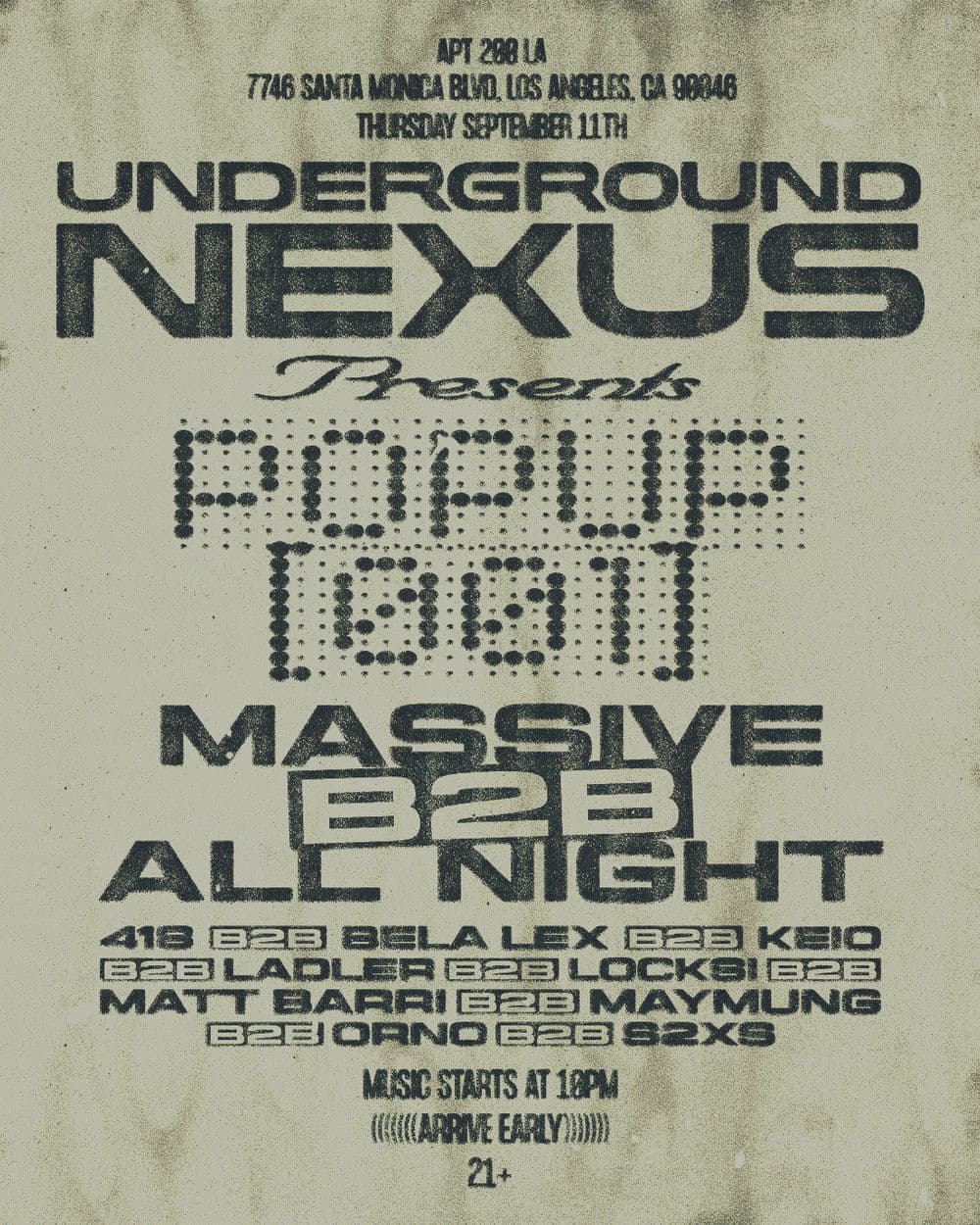 UNDERGROUND NEXUS POPUP @ APT 200 [001] event image