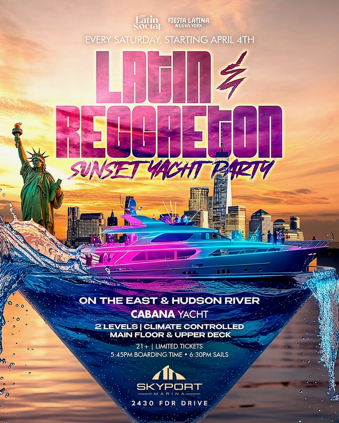 Latin & Reggaeton Sunset Yacht Party (CABANA YACHT) event image