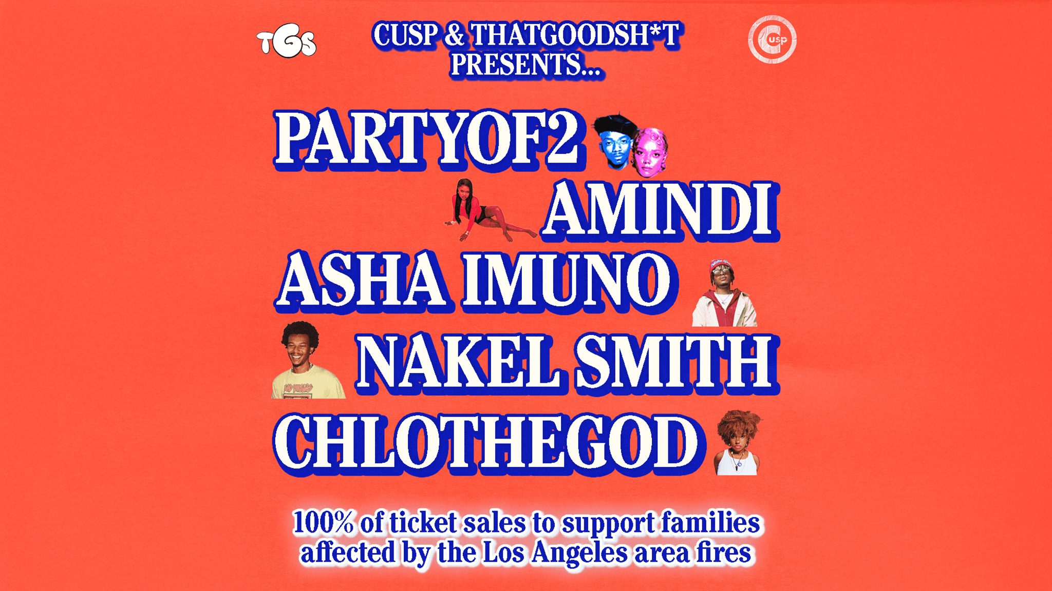 LA Fire Relief Show: PARTYOF2, Amindi, Asha Imuno, and more event image