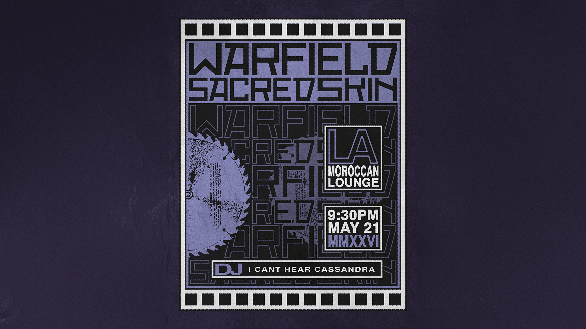 Warfield & Sacred Skin w/ DJ I Can't Hear Cassandra event image