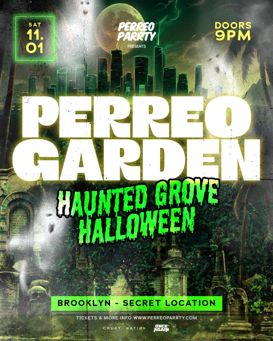 PERREO GARDEN HAUNTED GROVE HALLOWEEN - Brooklyn Warehouse Party, 18+ event image